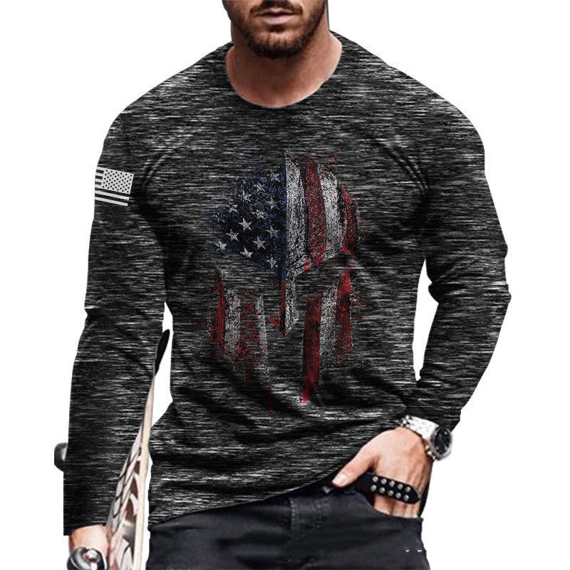 Long Sleeve Round Neck Loose Print Pullover Jacket T-shirt